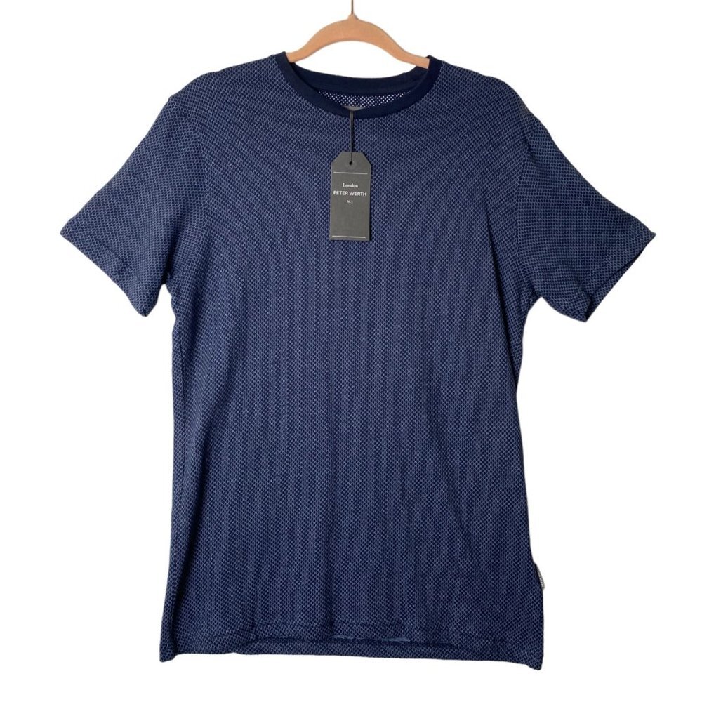 NWT Peter Werth LONDON Men Small‎ 100% Cotton Navy Blue GATTON Tee Shirt